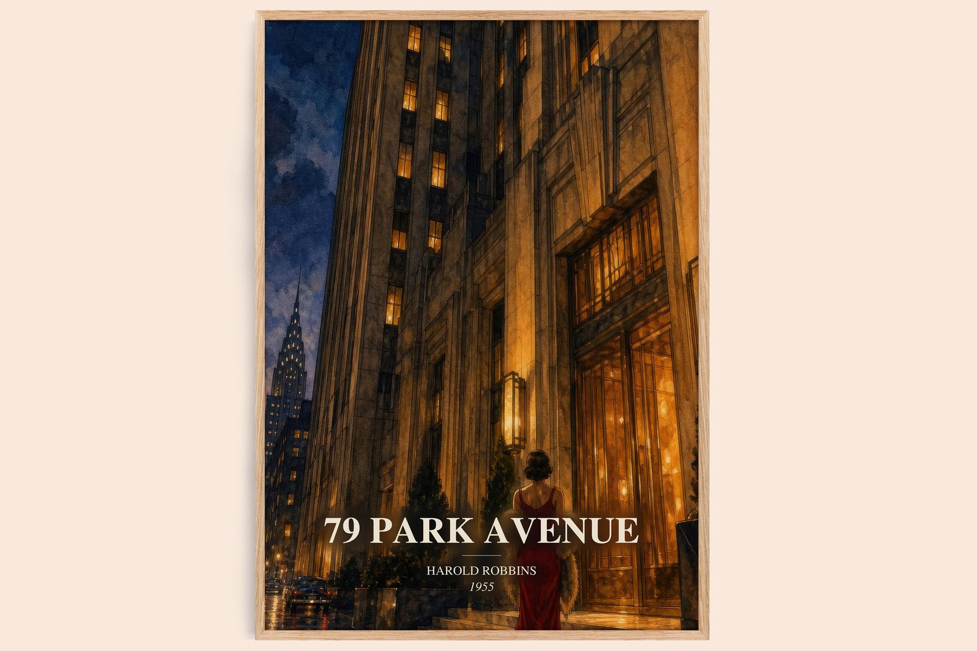 79 Park Avenue watercolour book poster by Harold Robbins – framed literary art print