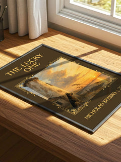 The Lucky One Classic Book Art Print by Nicholas Sparks – print on a sunlit desk