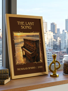The Last Song Classic Book Art Print by Nicholas Sparks – framed print on a city-view windowsill