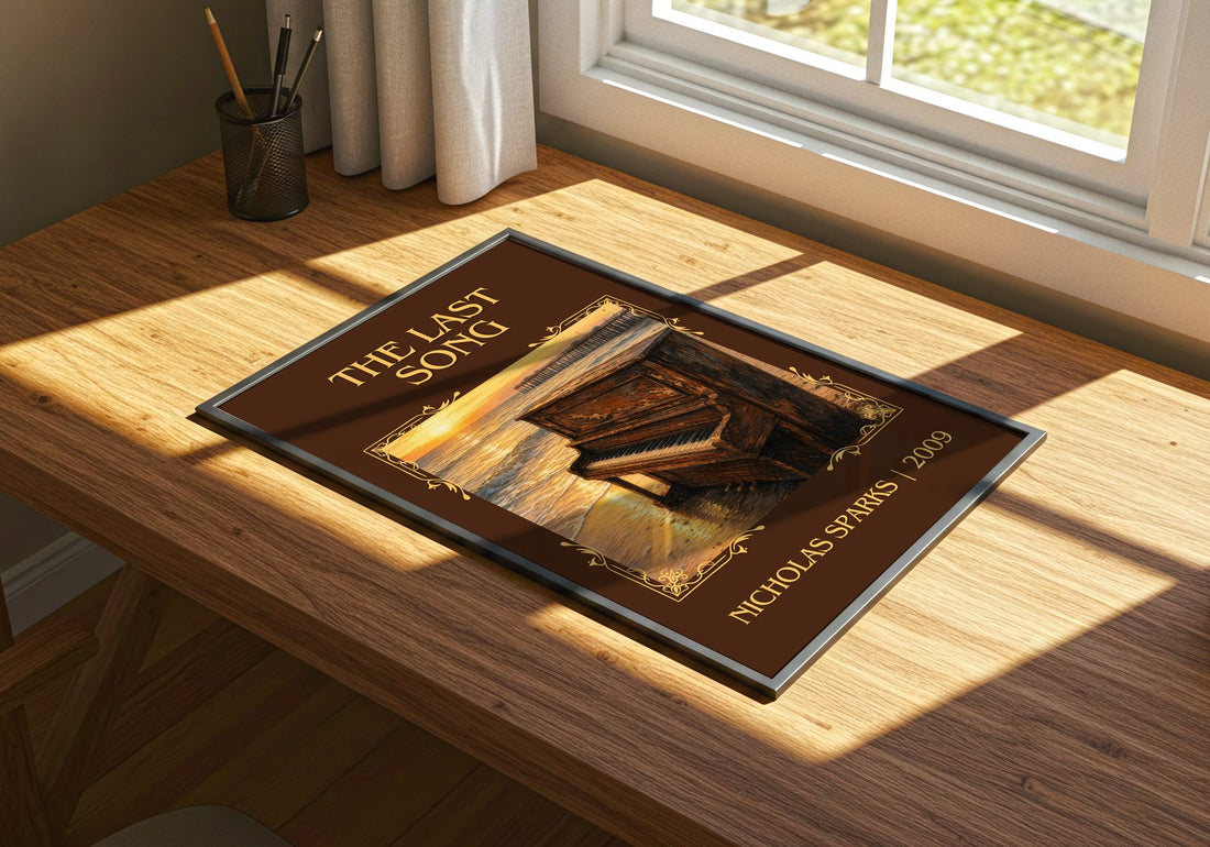 The Last Song Classic Book Art Print by Nicholas Sparks – print on a sunlit desk