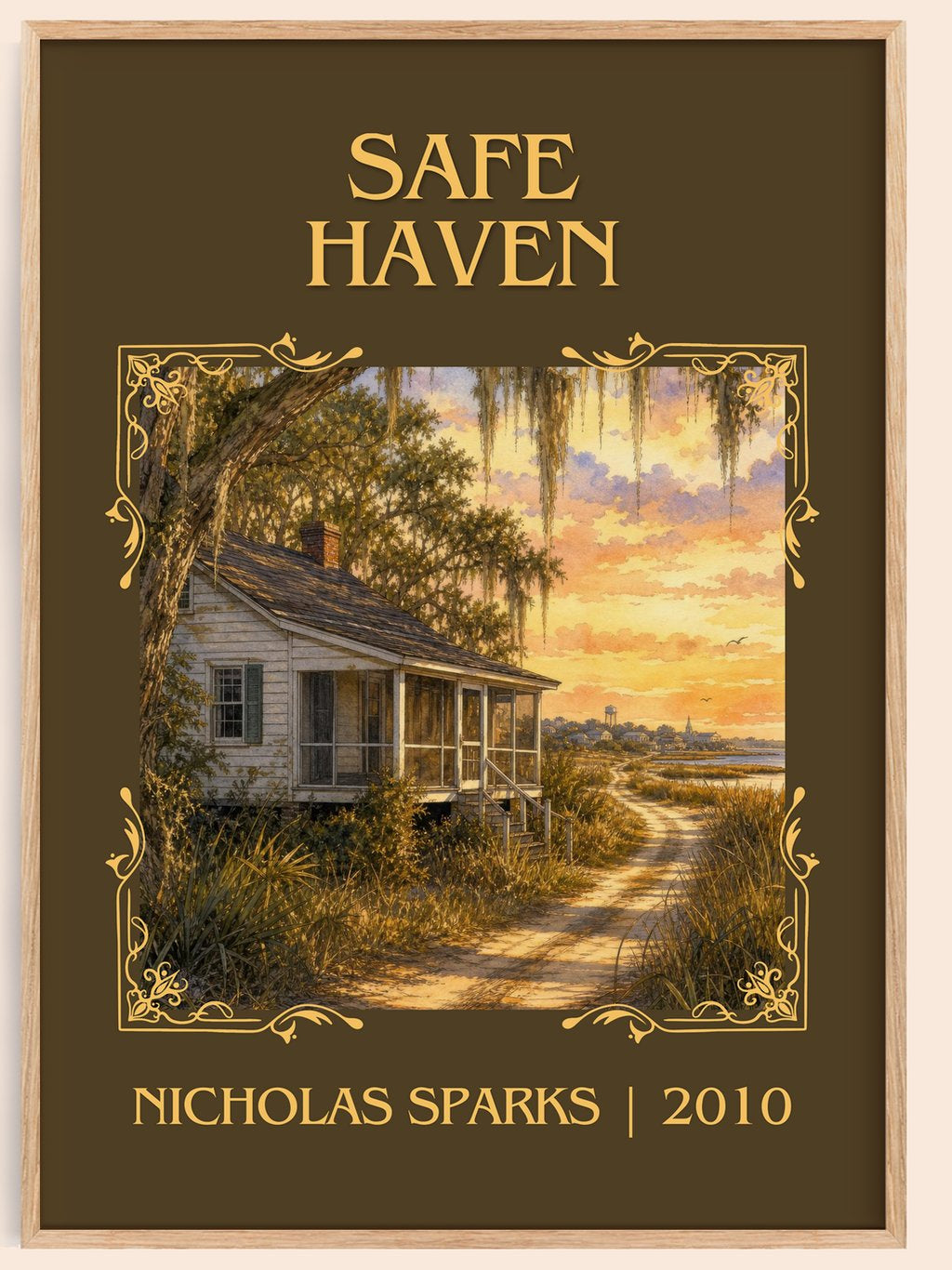 Safe Haven Classic Book Art Print by Nicholas Sparks – book poster