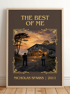 The Best Of Me Classic Book Art Print by Nicholas Sparks – framed print leaning on a wooden floor