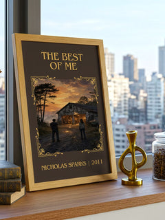 The Best Of Me Classic Book Art Print by Nicholas Sparks – framed print on a city-view windowsill