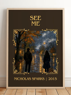See Me Classic Book Art Print by Nicholas Sparks – framed print leaning on a wooden floor
