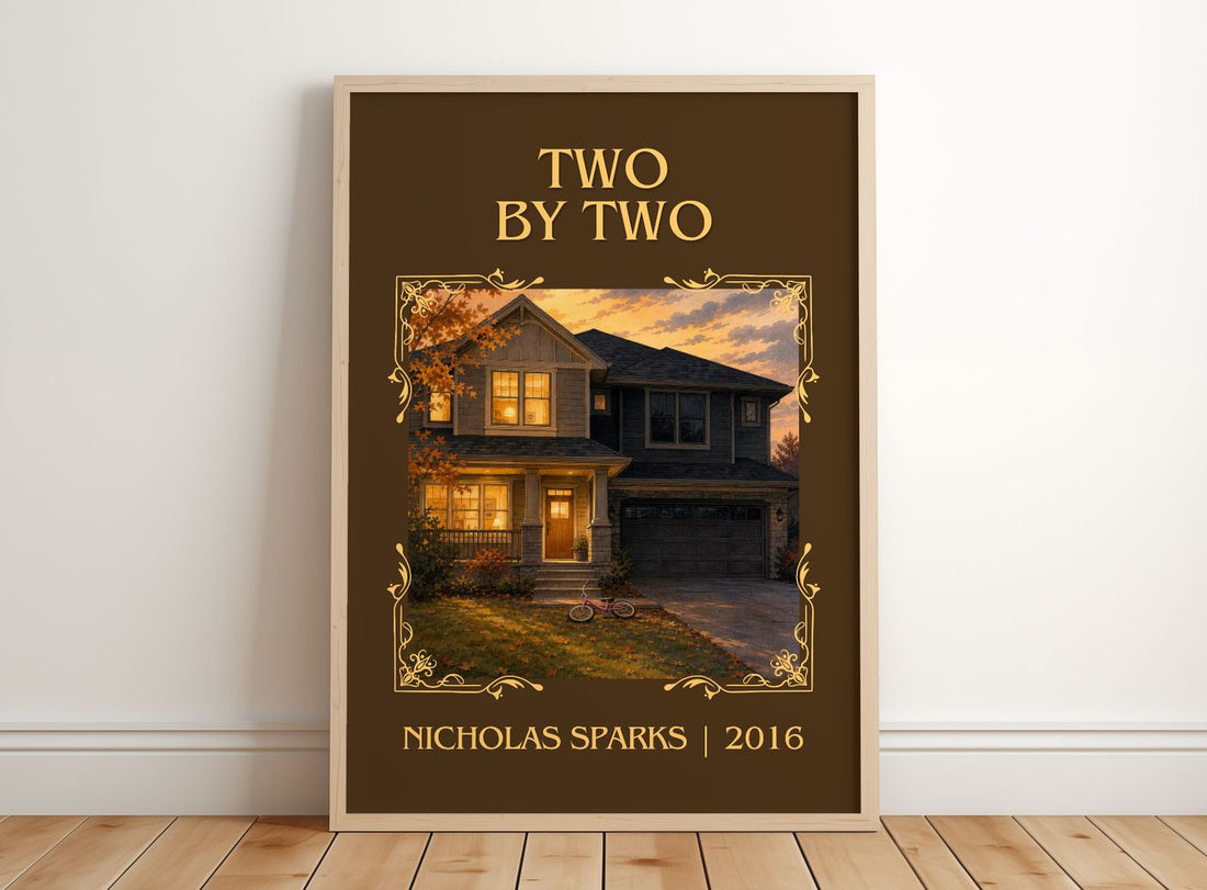 Two By Two Classic Book Art Print by Nicholas Sparks – framed print leaning on a wooden floor