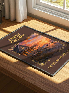 Every Breath Classic Book Art Print by Nicholas Sparks – print on a sunlit desk