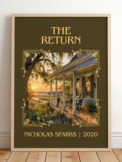 The Return Classic Book Art Print by Nicholas Sparks – framed print leaning on a wooden floor