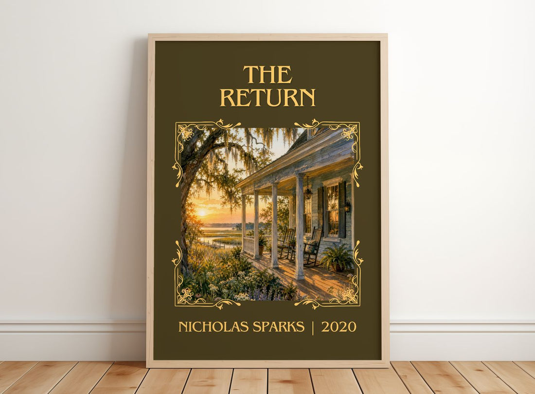 The Return Classic Book Art Print by Nicholas Sparks – framed print leaning on a wooden floor