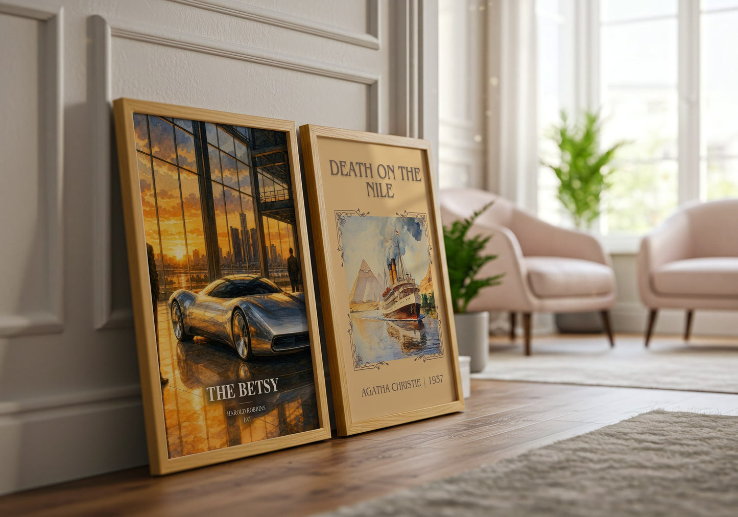 The Betsy watercolour print framed by window – literary home decor