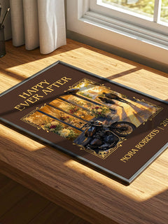 Happy Ever After Classic Book Art Print by Nora Roberts – print on a sunlit desk