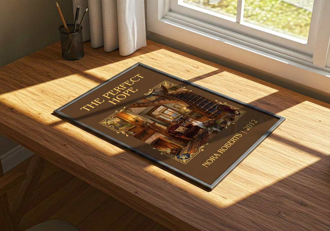 The Perfect Hope Classic Book Art Print by Nora Roberts – print on a sunlit desk