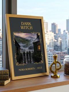Dark Witch Classic Book Art Print by Nora Roberts – framed print on a city-view windowsill
