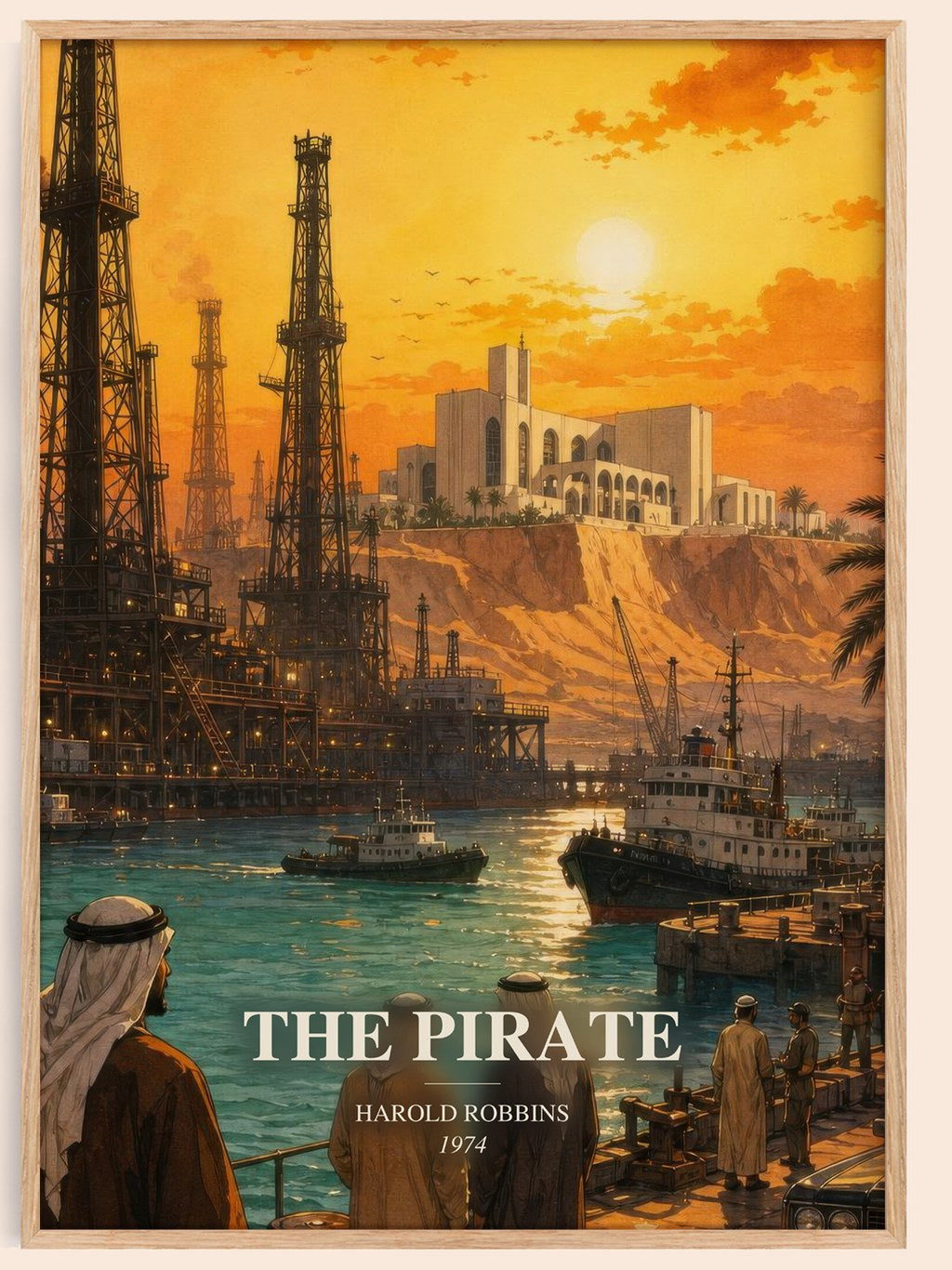 The Pirate watercolour book poster by Harold Robbins – framed literary art print