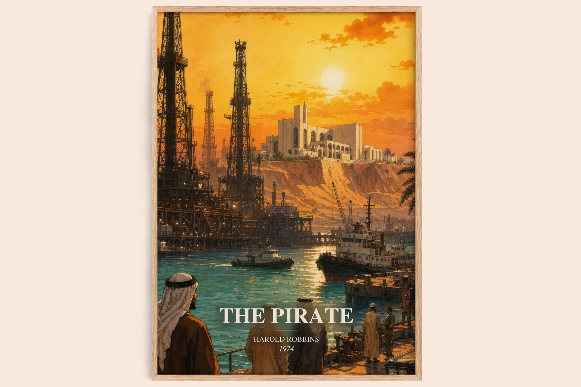 The Pirate watercolour book poster by Harold Robbins – framed literary art print