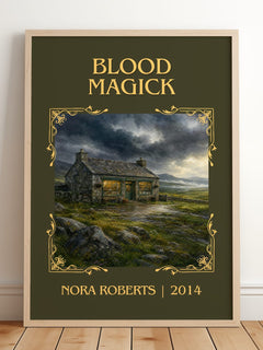 Blood Magick Classic Book Art Print by Nora Roberts – framed print leaning on a wooden floor