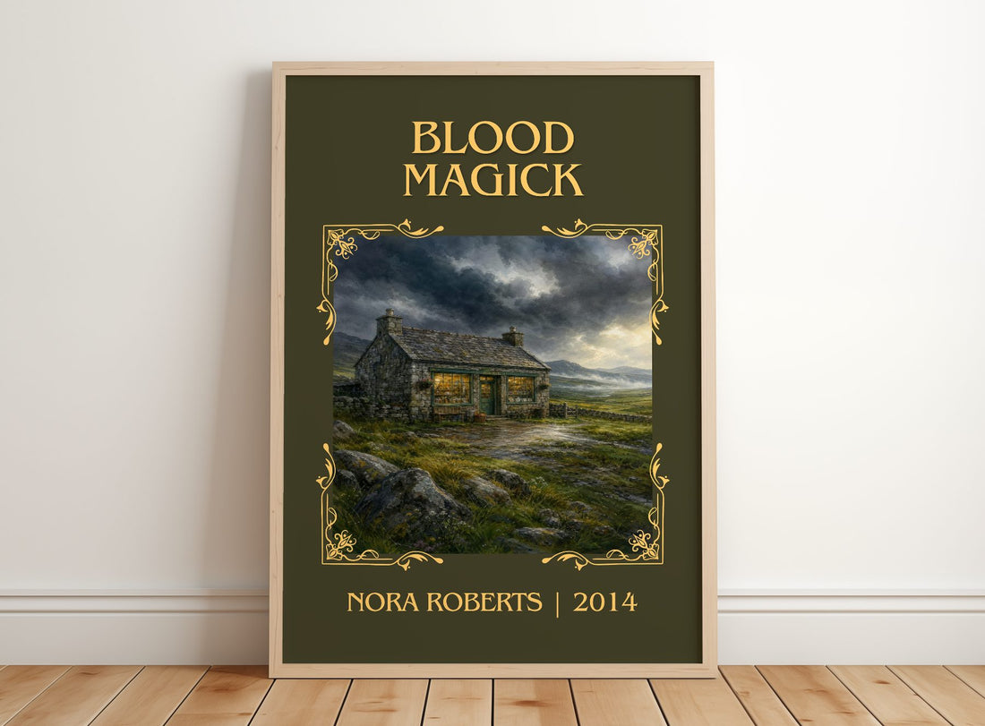 Blood Magick Classic Book Art Print by Nora Roberts – framed print leaning on a wooden floor