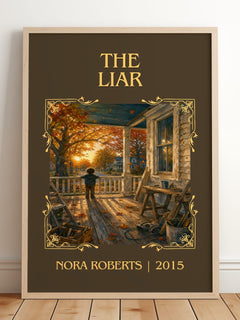 The Liar Classic Book Art Print by Nora Roberts – framed print leaning on a wooden floor
