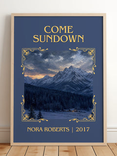 Come Sundown Classic Book Art Print by Nora Roberts – framed print leaning on a wooden floor