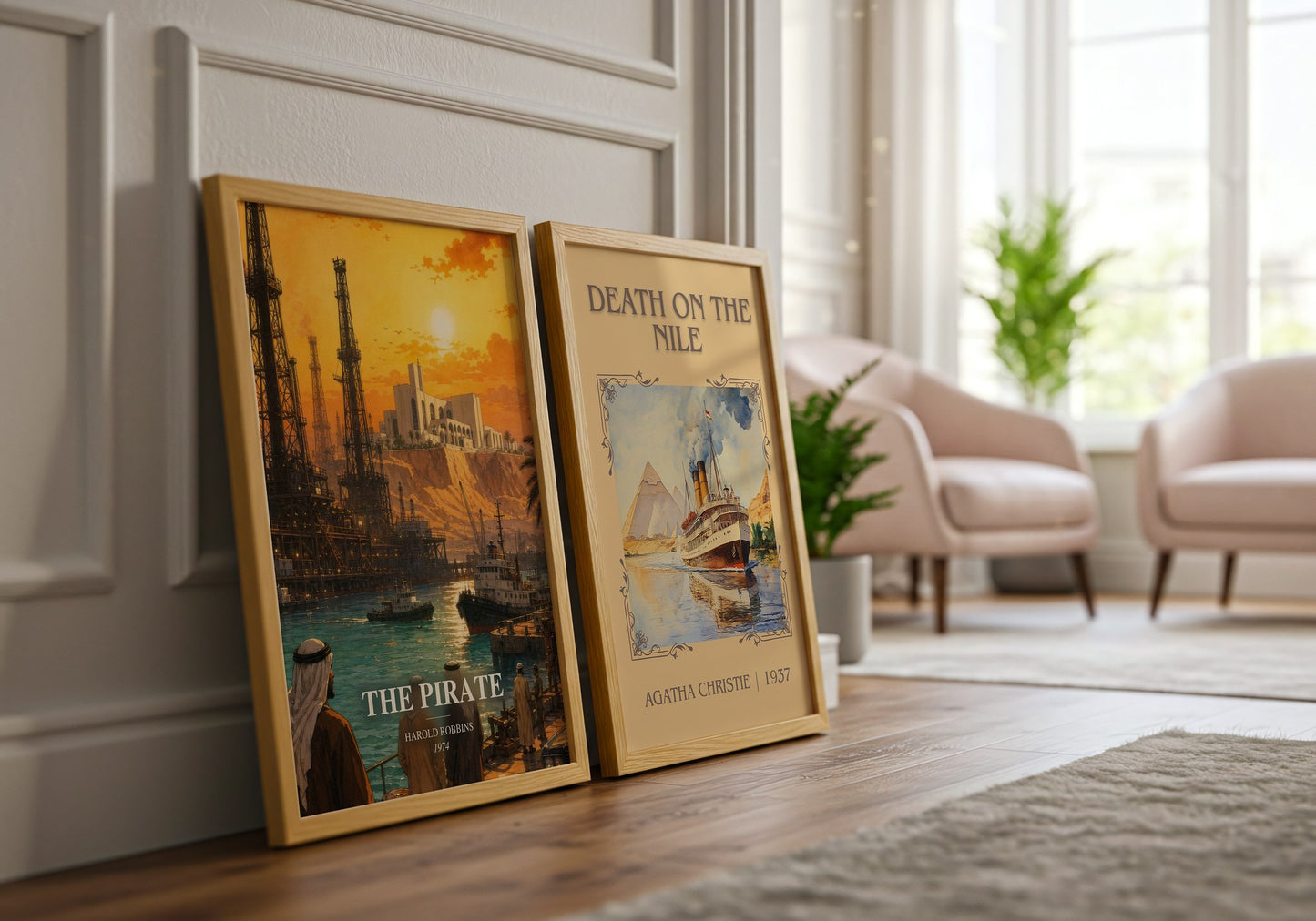 The Pirate watercolour print framed by window – literary home decor