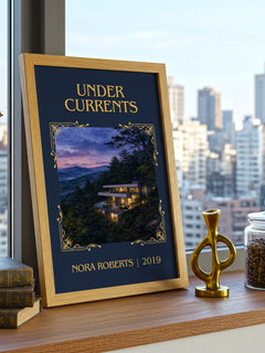 Under Currents Classic Book Art Print by Nora Roberts – framed print on a city-view windowsill