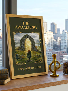 The Awakening Classic Book Art Print by Nora Roberts – framed print on a city-view windowsill