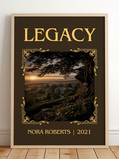 Legacy Classic Book Art Print by Nora Roberts – framed print leaning on a wooden floor