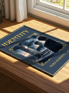 Identity Classic Book Art Print by Nora Roberts – print on a sunlit desk