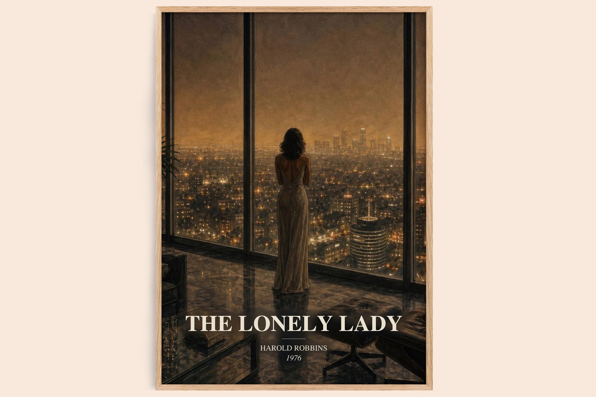 The Lonely Lady watercolour book poster by Harold Robbins – framed literary art print