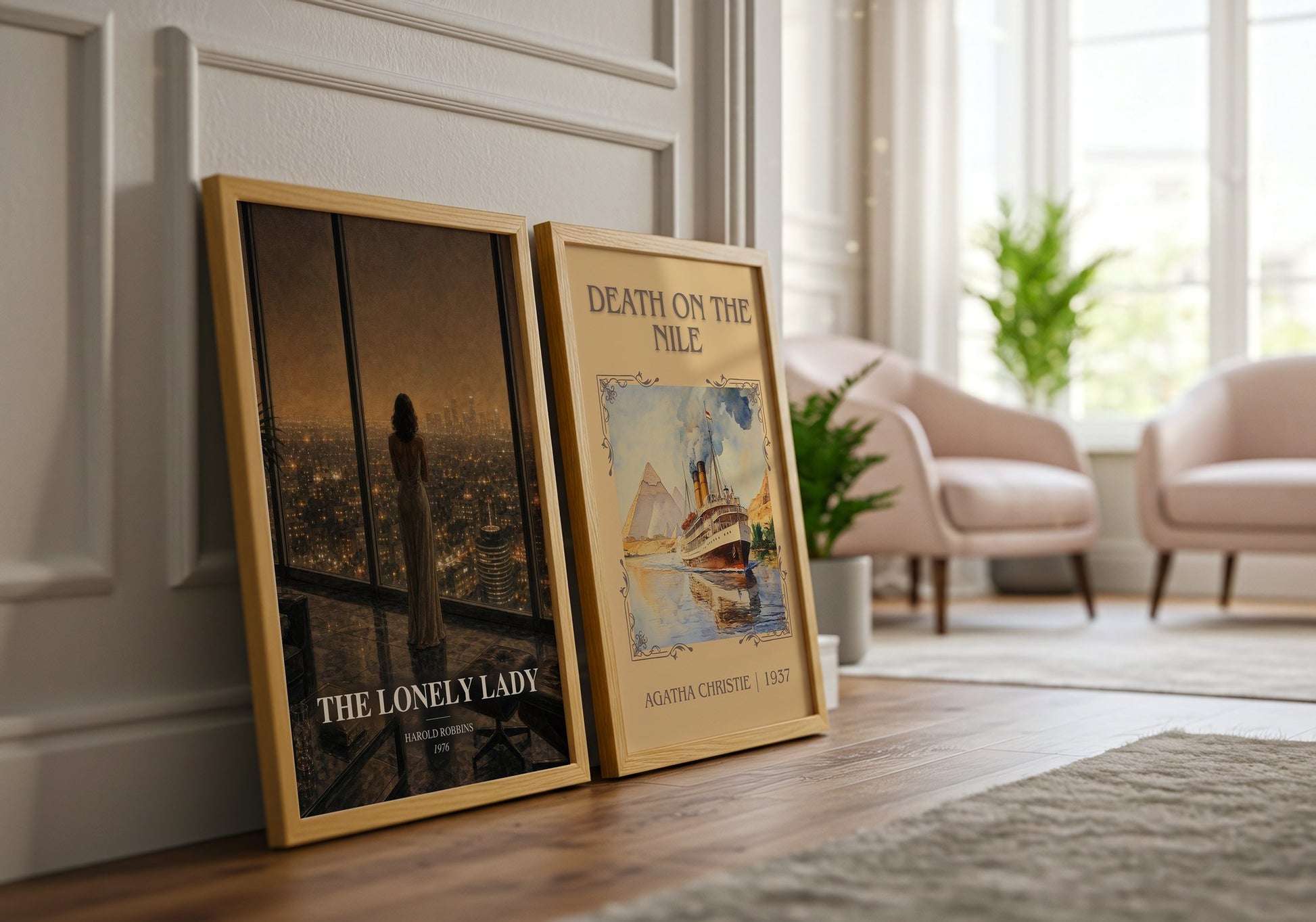 The Lonely Lady watercolour print framed by window – literary home decor