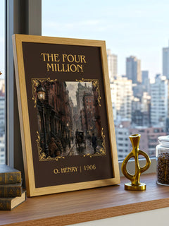 The Four Million Classic Book Art Print by O. Henry – framed print on a city-view windowsill