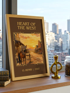Heart Of The West Classic Book Art Print by O. Henry – framed print on a city-view windowsill