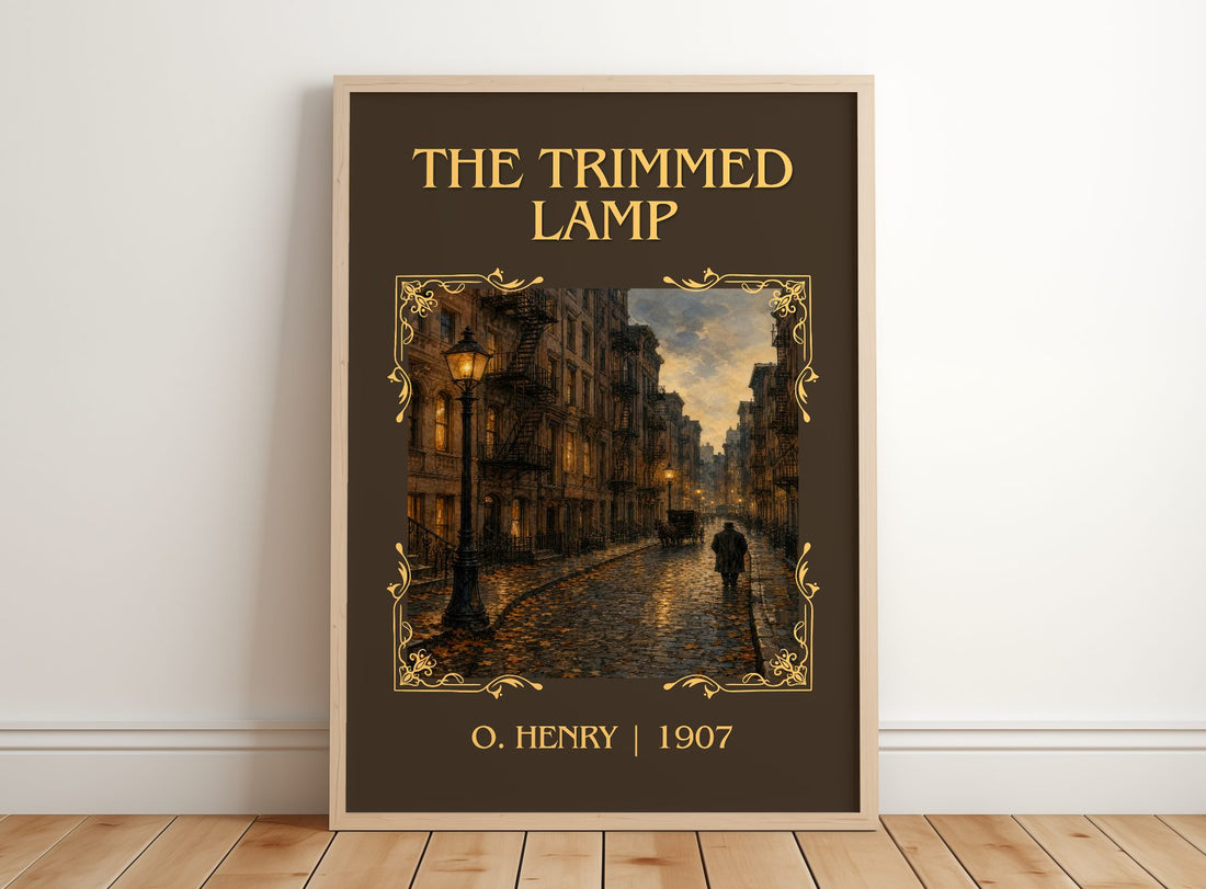 The Trimmed Lamp Classic Book Art Print by O. Henry – framed print leaning on a wooden floor