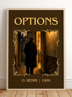 Options Classic Book Art Print by O. Henry – framed print leaning on a wooden floor