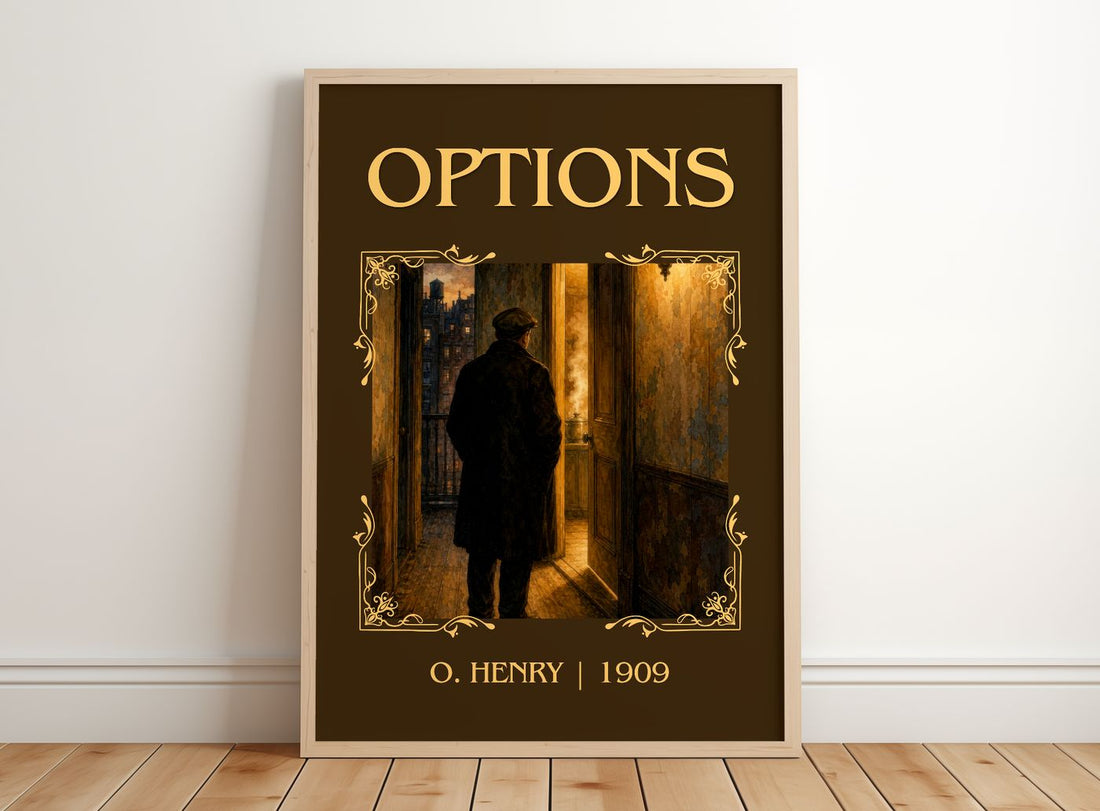 Options Classic Book Art Print by O. Henry – framed print leaning on a wooden floor