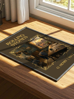 Rolling Stones Classic Book Art Print by O. Henry – print on a sunlit desk