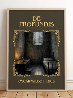 De Profundis Classic Book Art Print by Oscar Wilde – framed print leaning on a wooden floor