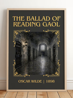 The Ballad Of Reading Gaol Classic Book Art Print by Oscar Wilde – framed print leaning on a wooden floor