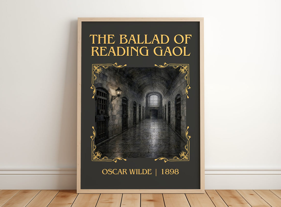The Ballad Of Reading Gaol Classic Book Art Print by Oscar Wilde – framed print leaning on a wooden floor