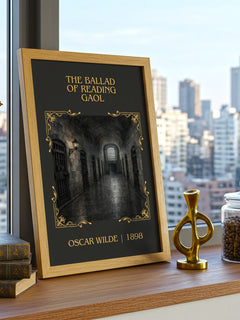 The Ballad Of Reading Gaol Classic Book Art Print by Oscar Wilde – framed print on a city-view windowsill