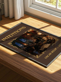 Intentions Classic Book Art Print by Oscar Wilde – print on a sunlit desk