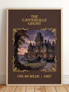The Canterville Ghost Classic Book Art Print by Oscar Wilde – framed print leaning on a wooden floor