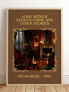 Lord Arthur Savile's Crime And Other Stories Classic Book Art Print by Oscar Wilde – framed print leaning on a wooden floor