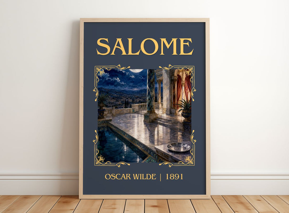 Salomé Classic Book Art Print by Oscar Wilde – framed print leaning on a wooden floor