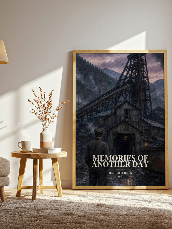 Memories Of Another Day watercolour print in frame leaning in hallway – historical fiction wall art