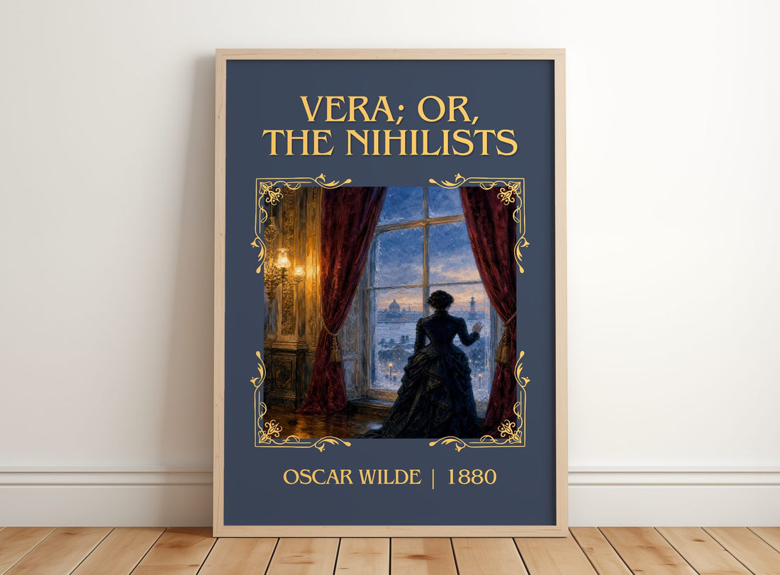 Vera; Or, The Nihilists Classic Book Art Print by Oscar Wilde – framed print leaning on a wooden floor