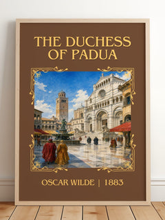 The Duchess Of Padua Classic Book Art Print by Oscar Wilde – framed print leaning on a wooden floor