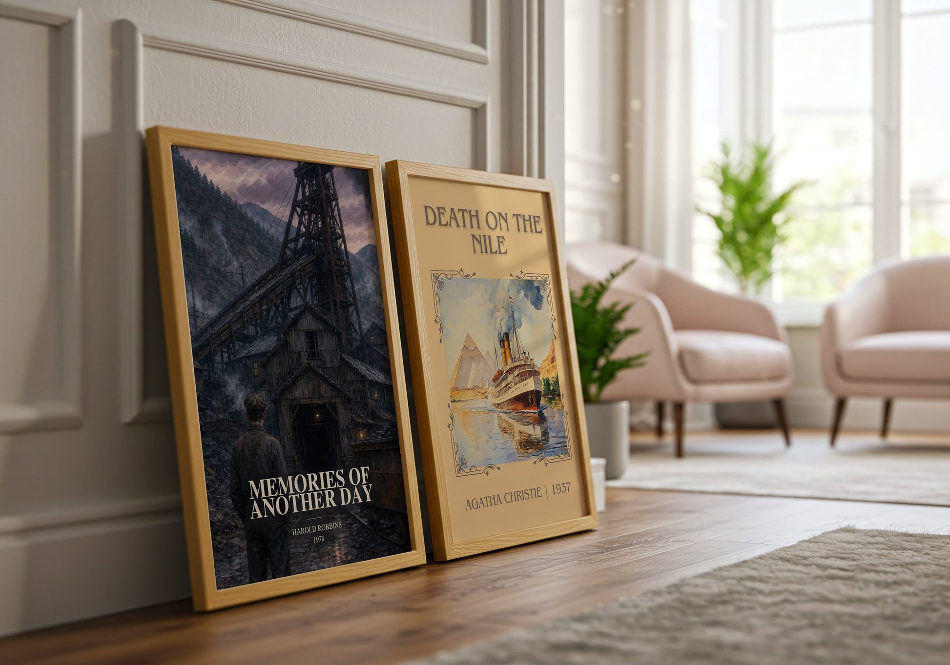 Memories Of Another Day watercolour print framed by window – literary home decor