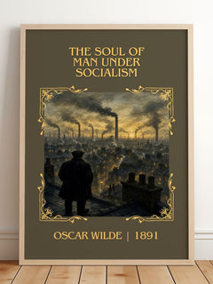The Soul Of Man Under Socialism Classic Book Art Print by Oscar Wilde – framed print leaning on a wooden floor