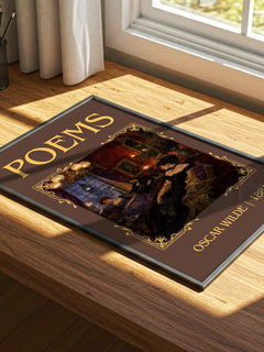 Poems Classic Book Art Print by Oscar Wilde – print on a sunlit desk