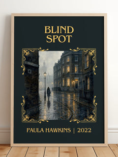 Blind Spot Classic Book Art Print by Paula Hawkins – framed print leaning on a wooden floor